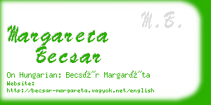 margareta becsar business card